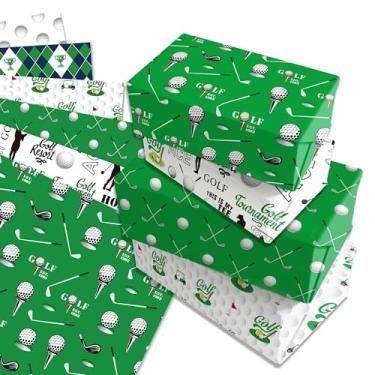 Imagem de BHNACIER 12 folhas de papel de embrulho de bola de golfe para presente para decoração de embalagem de presente de golfe