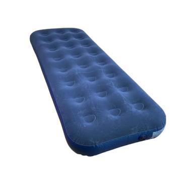 Imagem de Colchão Inflável de Solteiro, PVC, Azul, 191x73x22cm, Superfície Aveludada, Compacto e Portátil, para Camping e Visitas