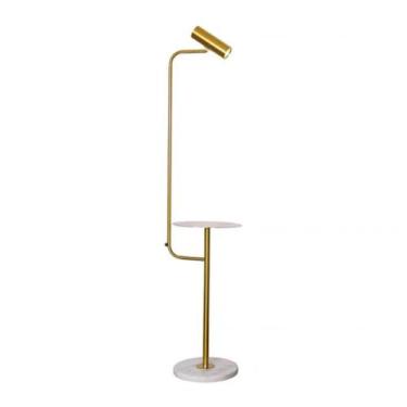 Imagem de Abajur Decorativo Luminária de Chão Piave em Metal e Mármore 170x40cm 