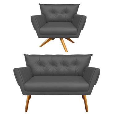 Imagem de Kit 01 Namoradeira e 01 Poltrona Giratória Anitta material sintético B