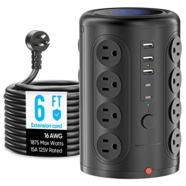 Imagem de Torre Power Strip ACOZVIN 16 tomadas AC 5 portas USB 1875W 1500J