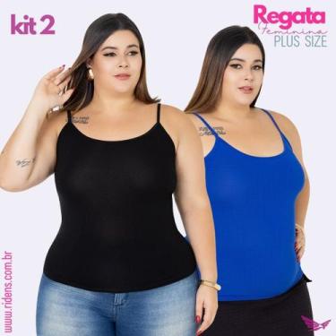 Imagem de Kit 2 Camiseta Regata Feminina Plus Size Tecido Premium De Alta Qualid