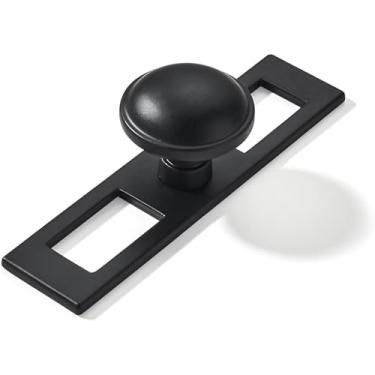 Imagem de khtumeware Pacote com 10 puxadores pretos de 3,5 cm (1-1/10.2 cm) placa traseira com placa de base zinco sólido fosco preto fosco puxadores de armário de cozinha puxadores de gaveta ferragens de