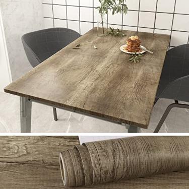 Imagem de VEELIKE Papel de contato de madeira envelhecido para bancadas à prova d'água Papel de parede de madeira descascar e colar 61 cm x 395 cm autoadesivo para bancada, papel de contato de madeira