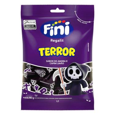Imagem de Bala Fini Regaliz Terror Sabor Amora e Capim Limão 80g