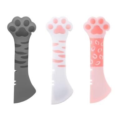 Imagem de 3pcs Colher para Comida de Cão e Gato, Abre Latas Multifuncional Comida Húmida Espátula Animais de Estimação Colher Misturar Artigos para Cães Gatos (Branco, Rosa & Cinza Escuro)