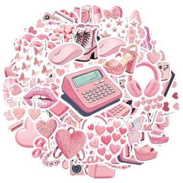Imagem de 100 peças retrô dos anos 90 adesivos rosa brinquedo retrô graffiti decalques Y papelaria adesivos para notebook, bagagem, celular, copo de telefone faça você mesmo, laptop, álbum de recortes