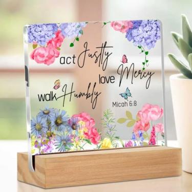 Imagem de Presentes inspiradores para mulheres, amigas, colegas de trabalho, presentes cristãos para mulheres, placa de acrílico transparente cristã floral decoração de mesa para sala de escritório em casa