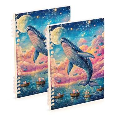 Imagem de Burbuja Cadernos com nome, papel pautado universitário A5 com 60 folhas, fichário para escritório, 2 unidades