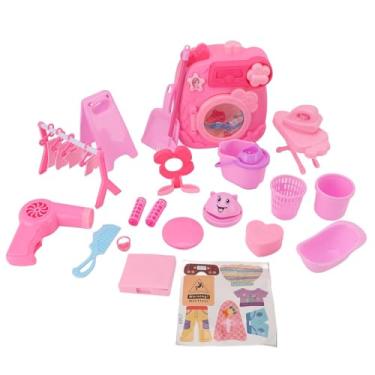 Imagem de Cryfokt Máquina de Lavar Roupa de Tambor Infantil Brinquedo Miniatura Portátil Conjunto de Lavanderia para Crianças, Material Plástico Seguro Adequado para Brincadeiras Internas