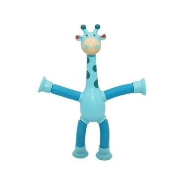 Imagem de Girafa Pop Tube com LED – Brinquedo Sensorial Super Flexível, Colorido e Antiestresse para Crianças (Azul)