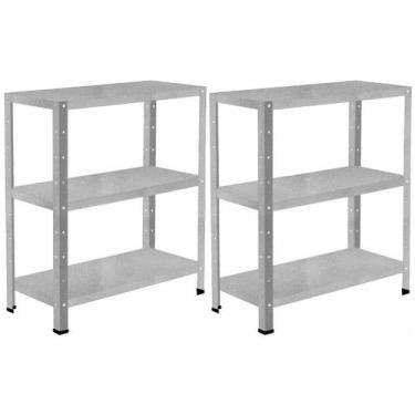 Imagem de 2 Estante De Aço Resistente 3 Prateleiras 60cm Armário Multiuso Para E