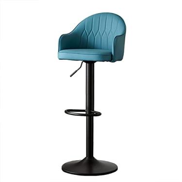 Imagem de Banquetas giratórias com encosto e apoio para os pés, banco de bar de couro PU, cadeira de bar estofada moderna, almofada espessa, pernas de metal, bancos ajustáveis