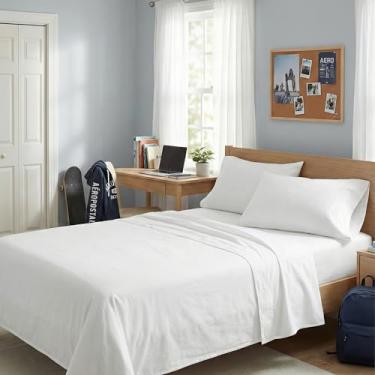 Imagem de Aeropostale Conjunto de lençóis de microfibra premium para todas as estações, 2 fronhas, 1 lençol com elástico, 1 lençol de cima, serve para colchões de até 45,7 cm de profundidade, tamanho solteiro