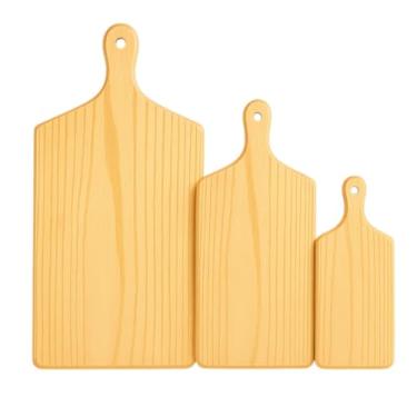 Imagem de Kit 3 Tábuas de Corte em Madeira Pinus para Cozinha – Leves, Resistentes e Ideais para Preparar Carnes, Legumes e Frutas