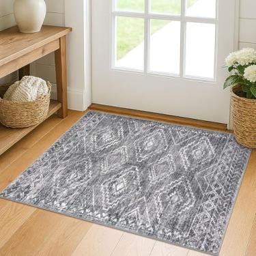 Imagem de KILOCOCO Tapete de entrada Boho impresso 5 x 7 cm tapete de área pequena tapete de porta interior lavável à máquina tapete de cozinha super macio antiderrapante para entrada de quarto tapete