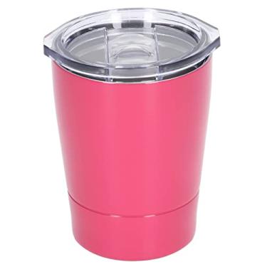 Imagem de OKJHFD 260ml Caneca de Café Durável Aço Inoxidável Portátil Dupla Parede Isolada a Vácuo Caneca de Leite para Viagens ao Ar Livre em Casa (3 Cores)(rose red)