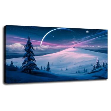 Imagem de Pôster estrelado noite impressões em tela nuvens arte de parede para casa 1 painéis decorações com moldura 33.0 cm x 20.3 cm