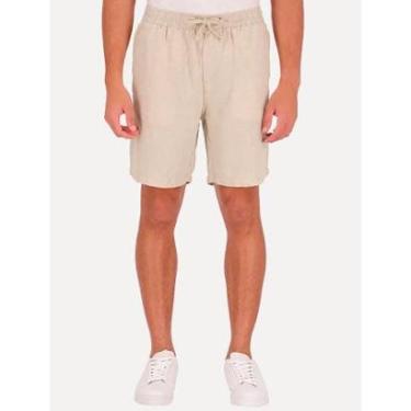 Imagem de Short Calvin Klein Masculino Elástico Linen Cáqui Médio-Masculino