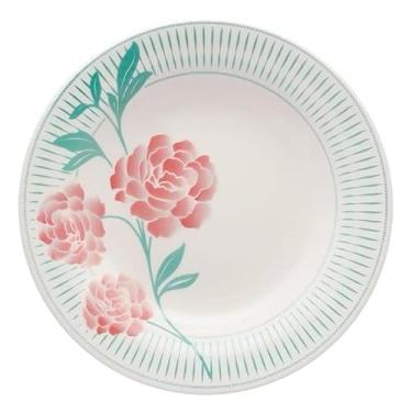 Imagem de Jogo de 12 Pratos de Fundo de Cerâmica Resistente 22cm - Design Decorado Premium para Jantar e Mesa Posta com Convidados (6,Bloom)