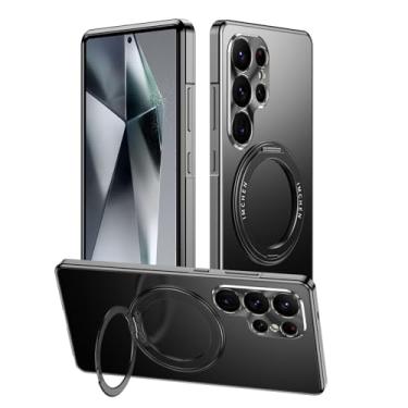 Imagem de LYJSMGZ Capa fina para Samsung Galaxy S25 Ultra/S25 Plus/S25, capa de suporte de metal magnético durável à prova de choque, preta, S25 Ultra