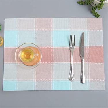 Imagem de 5 peças de jogo americano de cozinha tapete de mesa acessórios de cozinha decorações de toalha de mesa xadrez (cor: B)