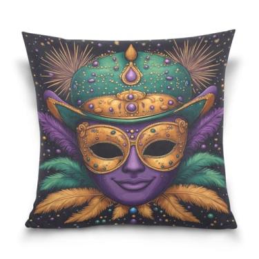 Imagem de Blueangle Capas de almofada de máscara colorida de carnaval - 50 x 50 cm, decoração de férias de fazenda para sofá de casa (208)