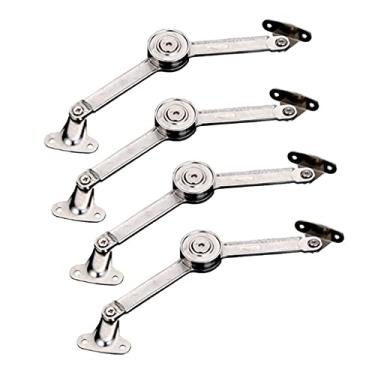 Imagem de Dobradiças de porta, 4 peças, dobradiças hidráulicas aleatórias, suporte de porta de armário de cozinha, haste ajustável, dobradiça de móveis, guarda-roupa, aba de elevação, permanece rígida