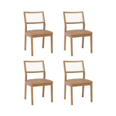 Imagem de Kit 4 Cadeiras para Sala de Jantar Estofadas Bella Freijó/Kaki