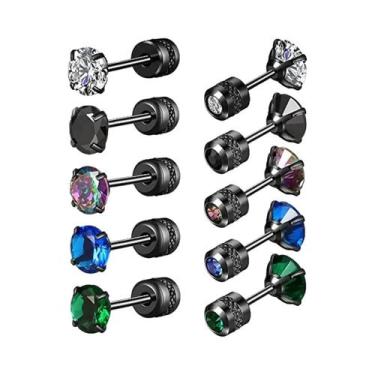 Imagem de Brincos De Zircônia Em Aço Inoxidável Hipoalergênico Para Homens, Conj