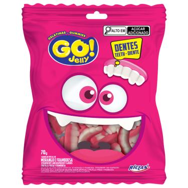 Imagem de Bala de Gelatina Dentadura Morango e Framboesa Riclan 70g Sem Glúten