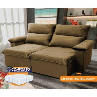 Imagem de Sofá Retrátil Reclinável Paris 1,80m Suede Velut Bege Molas Ensacadas - King House