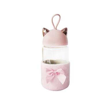 Imagem de Garrafa de vidro totoro bottle com capa de veludo com tampa e alça 430