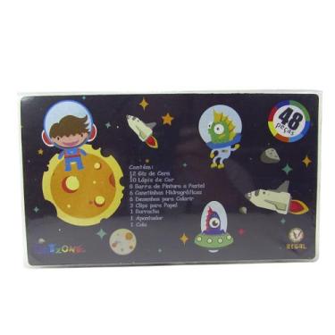 Imagem de Estojo escolar 48 pecas transparente estampa astronauta - EQP PRESENTE