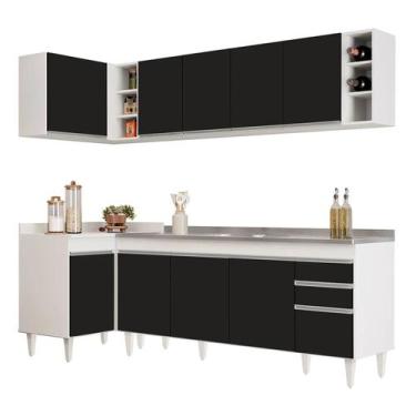 Imagem de Armário de Cozinha Modulado de Canto Direito 5 Peças Cp45 com Pia Inox