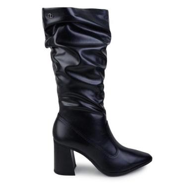 Imagem de Bota Feminina Dakota Cano Longo Drapeado Preto - D2173-1, Preto, 35