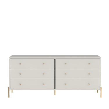 Imagem de Cômoda 6 Gavetas Jasper 182 cm - Off White Fosco c/ Dourado