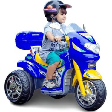 Imagem de Moto Eletrica Infantil Biemme Sprint Turbo 12V Capacete Azul