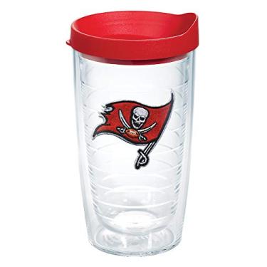Imagem de Tervis Feito nos EUA copo isolado Tampa Bay Buccaneers de parede dupla mantém as bebidas frias e quentes, 473 g, logotipo principal