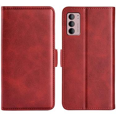 Imagem de YUNCHAO Caixa de telefone Para Motorola Moto G42, capa de couro de fivela magnética dupla capa para celular