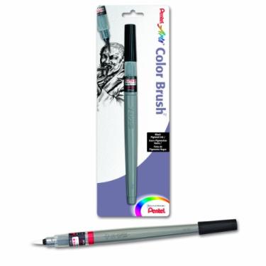 Imagem de Pentel Pincel de cor artística com tinta de pigmento, ponta média, tinta preta, pacote com 1 (FP5MBPA)