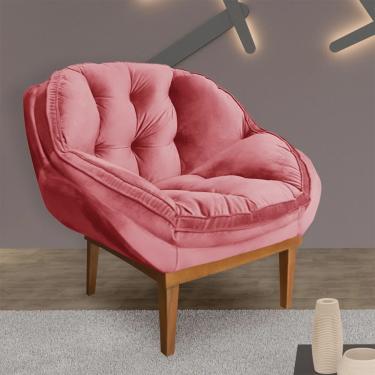 Imagem de Poltrona Anitta Decorativa para Sala e Quarto Pés Palito Veludo Rosa - W&D Decor