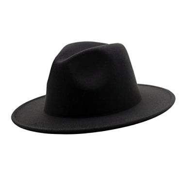 Imagem de simhoa Chapéu Fedora, moda suave casual chapéu respirável masculino feltro chapéu panamá para festa de, PRETO
