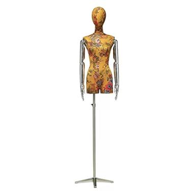 Imagem de Female Mannequin Torso Corpo de torso de manequim feminino, janela de exibição Manequim modelo de altura ajustável, bustos de forma de vestido com braços de cabeça para exibição de roupas (Color : Ye