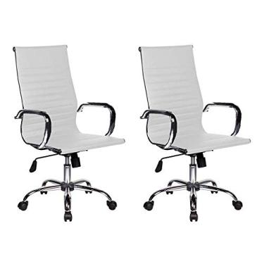 Imagem de Conjunto com 2 Cadeiras de Escritório Presidente Giratórias Eames Best Branco