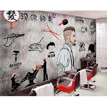Mural de foto personalizado 3D papel de parede retrô de salão de  cabeleireiro, tendência, penteado, beleza, barbearia, mural de parede 3D  para sala de
