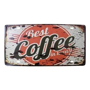 Imagem de Placa Decorativa de Metal Alto-Relevo Vintage Retro Best Coffee
