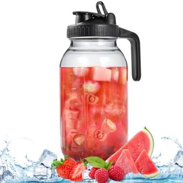 Imagem de SCIDEA Jarra de vidro de 1,8 l com tampa, jarra de vidro de boca larga, frasco de vidro hermético à prova de vazamento para café frio, chá gelado, leite, armazenamento de alimentos, pote de chá solar