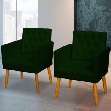 Imagem de 2 Cadeira Decorativa Poltronas Capitone para Escritório Resistente Recepção Pés palito MOBLAN decor (VERDE)