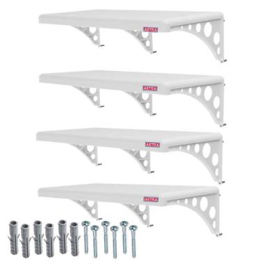 Imagem de 4 Prateleiras Plásticas Pvc Com Suporte 100x30 Cm Astra Branco 25kg PM